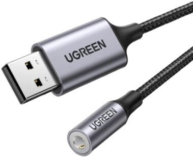 Адаптер Ugreen CM477 30757 USB Type-A - 3.5 мм (черный)