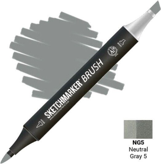

Маркер художественный Sketchmarker Brush Двусторонний NG5 SMB-NG5 (нейтральный серый 5)