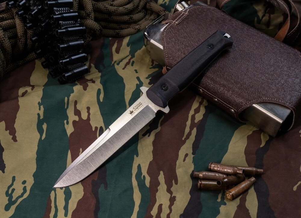 Нож Kizlyar Supreme Trident AUS-8 StoneWash G10 Black