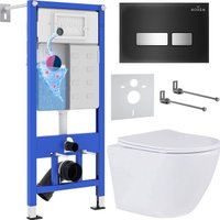 Унитаз подвесной Roxen Antares One Rimless 6 в 1 StounFix Dual Fresh 642915 (чёрное стекло) в Борисове