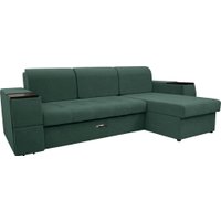Диван Сириус Лидер-13 с оттоманкой НПБ 285x165 (Eva 19 велюр темно-зеленый)