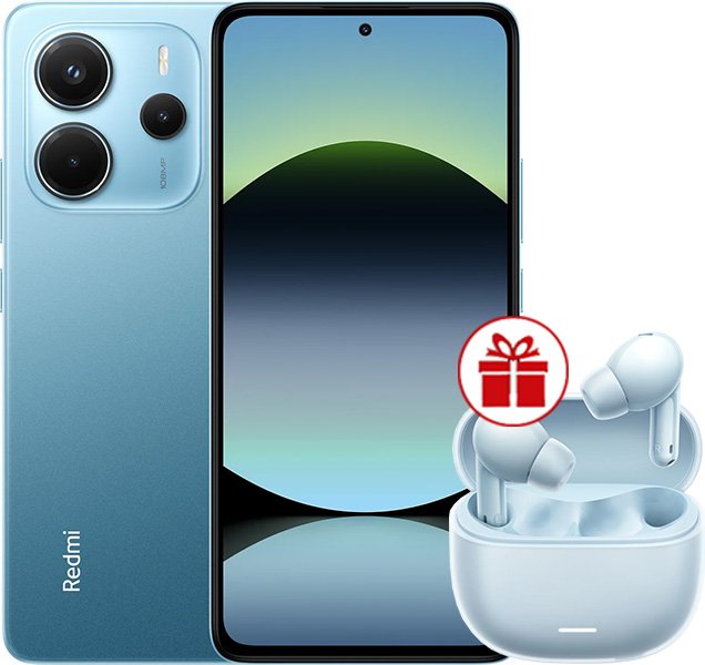 

Телефон Xiaomi Redmi Note 14 8GB/256GB международная версия (синий) + наушники Xiaomi Redmi Buds 6 Lite (голубой) по акции