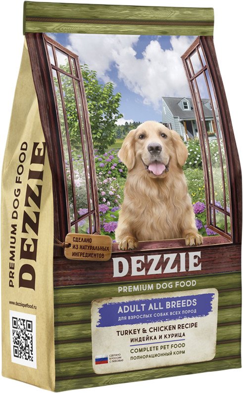 

Сухой корм для собак Dezzie Adult Dog All Breeds (для всех взрослых пород с индейкой и курицей) 3 кг