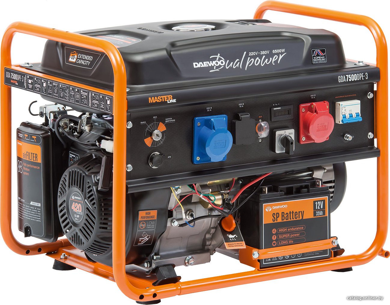 Бензиновый генератор Daewoo Power GDA 7500DPE-3