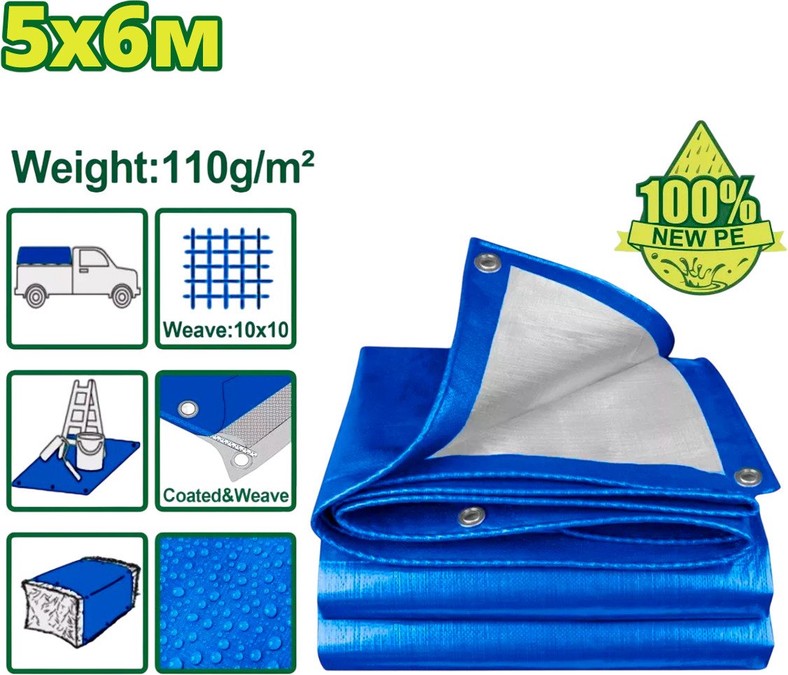 Тент Dyllu DTTQ1856 5x6 м 110 г/м2 (синий)