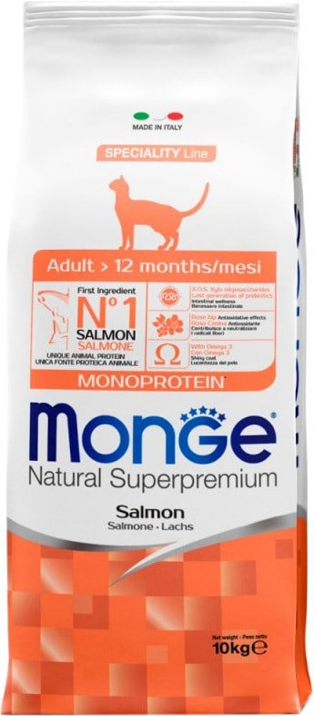 

Сухой корм для кошек Monge Adult Monoprotein Salmone 10 кг