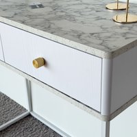 Туалетный столик без зеркала Shtabe Royal 5311 эко (мрамор каррара/белый/р.золото)