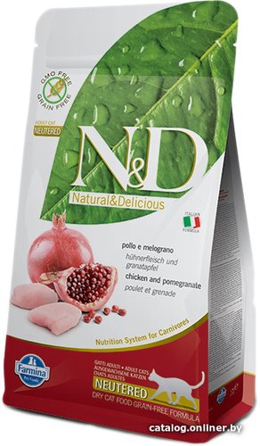 Сухой корм для кошек Farmina N&D Grain Free Cat Chicken & Pomegranate Neutered (беззерновой с курицей и гранатом) 5 кг