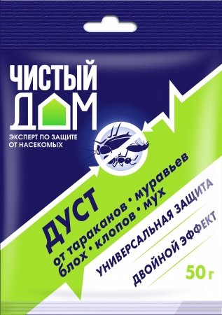 

Порошок от насекомых Чистый дом Дуст дезар от тараканов,блох, клопов, муравьев (пак 50 гр),