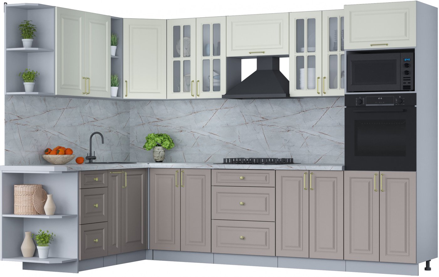 

Готовая кухня Интерлиния Мила Шато 1.88x3.0 ВТ левая (белый/луна/серый каспий)