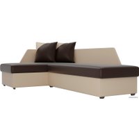 Угловой диван Лига диванов Андора 102679 (левый, экокожа, коричневый/бежевый)