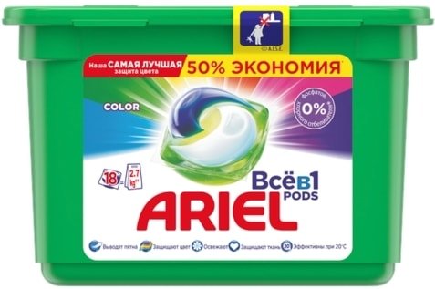 

Капсулы для стирки Ariel Все в 1 Pods Color (18 шт)
