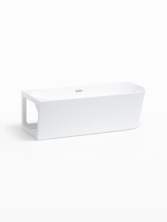 Ванна Wellsee Excellence Pro 180x80 28760804R (пристенная ванна (левая) белый глянец, экран, ножки, сифон-автомат золото)