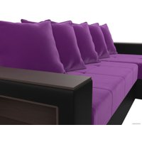 Угловой диван Лига диванов Дубай лайт правый 114185 (микровельвет фиолетовый/экокожа черный)