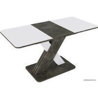 Кухонный стол Трия Люксембург тип 1 (ателье темный/белый/стекло белое матовое)