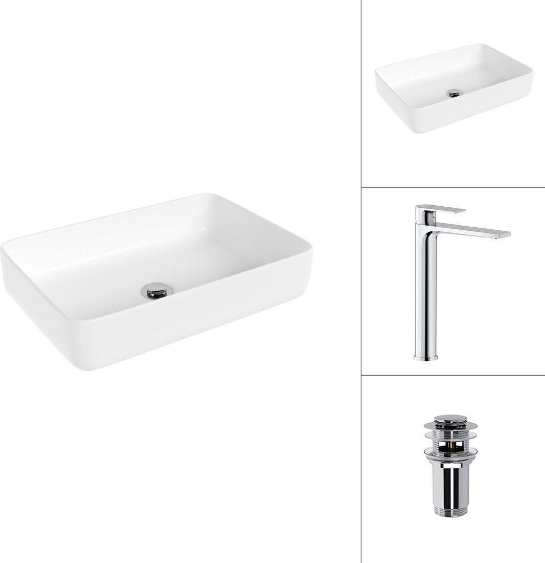 

Умывальник Lauter 21487-50 + Reef 21CK8678C с донным клапаном 21190CH (хром)