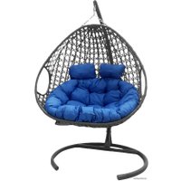 Подвесное кресло M-Group Для двоих Люкс 11510310 (серый ротанг/синяя подушка)