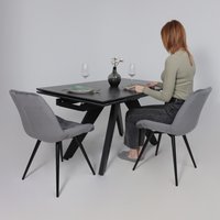 Кухонный стол Lepremo AV 2122 МДФ+керамика раздвижной 1400-2000x850 (черный матовый Shakespeare/черный)