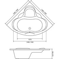 Ванна Lauter Riviera 150x150 21050150 (с ножками, лицевым экраном и сифоном 21Y32001 матовый черный)