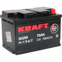 Автомобильный аккумулятор KRAFT AGM 70 R+
