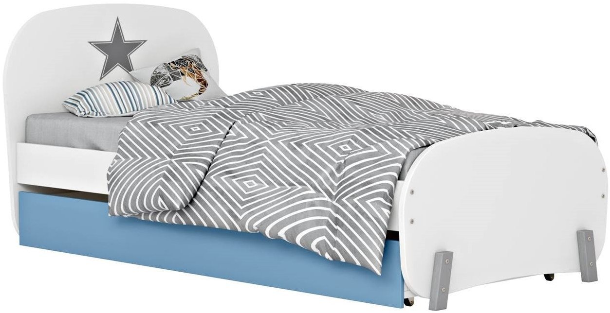 

Кровать Polini Kids Mirum 1915 190x90 (с ящиком, белый/голубой)