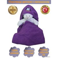Полотенце с капюшоном Goodness Детское 100x100 (фиолетовый/пингвин)