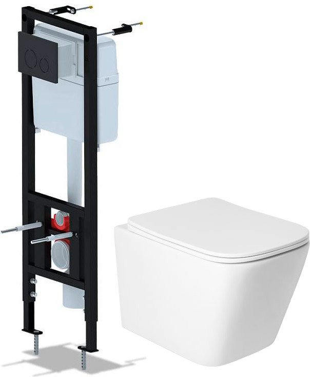 Унитаз подвесной Saniteco KW-9004WS + Ани Пласт WCP4133
