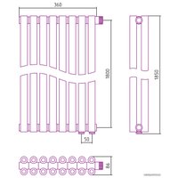 Стальной трубчатый радиатор Сунержа Эстет-00 EU50 1800х360 8 секций (сатин)