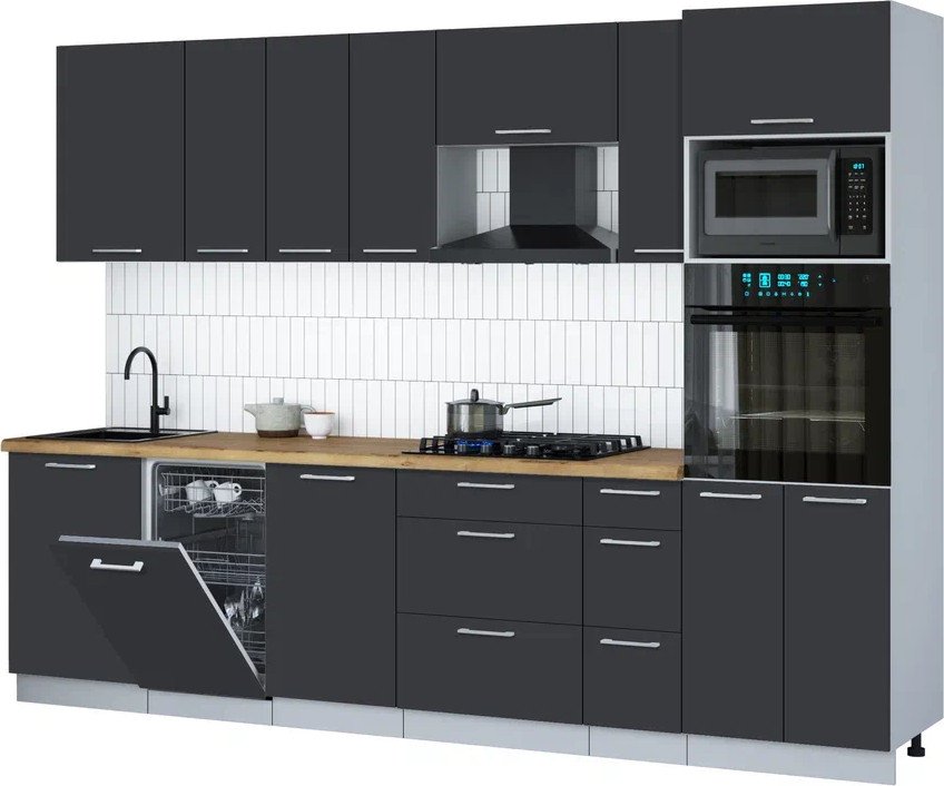 

Готовая кухня Интерлиния Мила Gloss 2.9-ПМ3 (пепел/пепел/дуб бунратти)