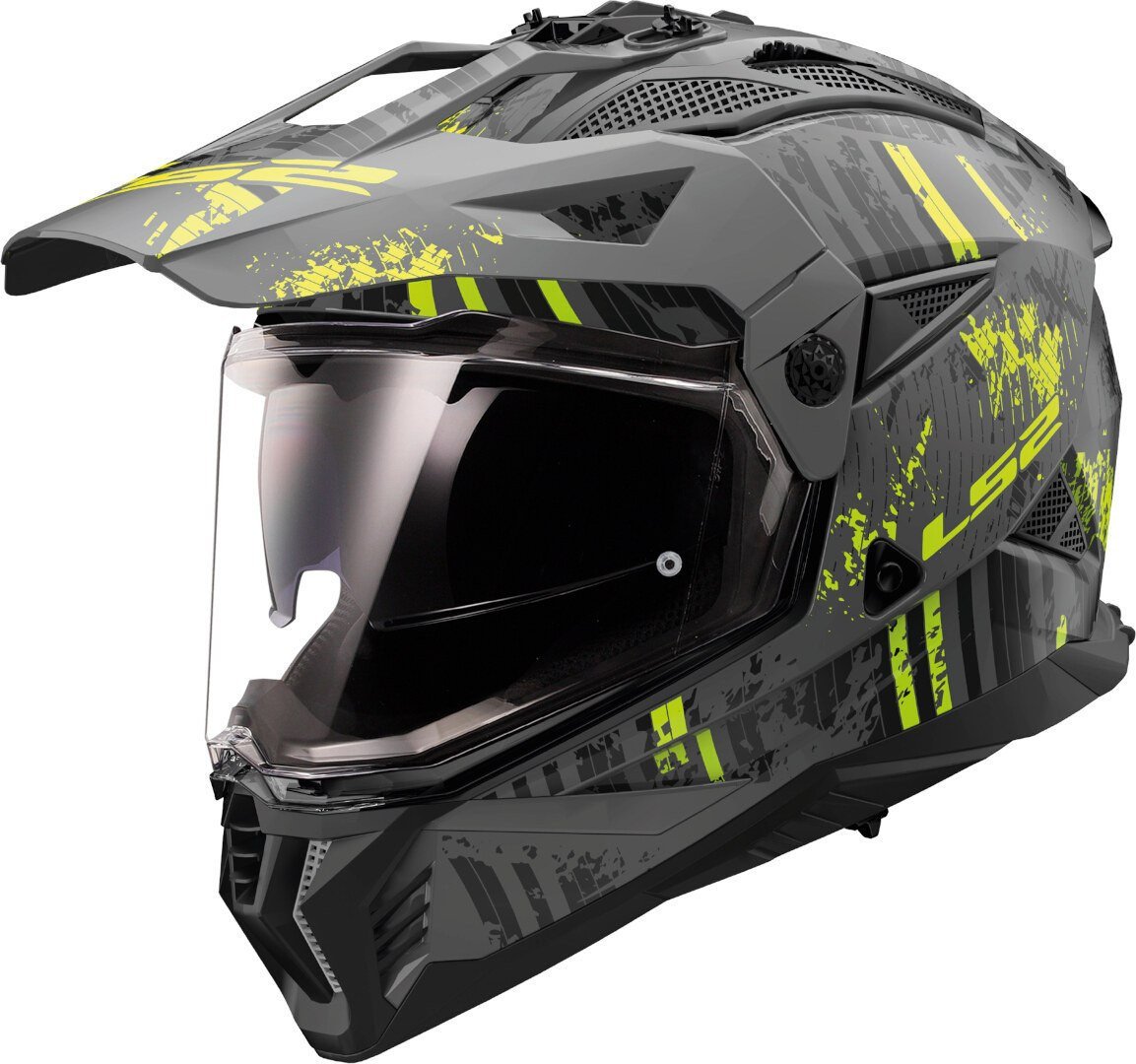 Мотошлем LS2 MX702 Pioneer 2 Crazy (S, черный/желтый матовый)