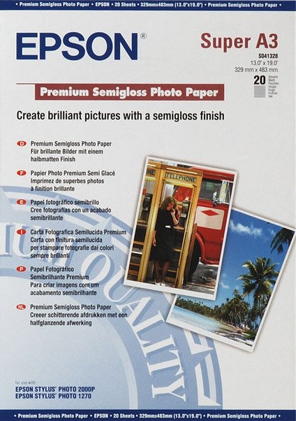 

Фотобумага Epson Premium Semigloss Photo Paper A3+ 20 листов (C13S041328)