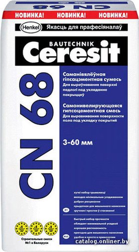 Самонивелирующаяся смесь Ceresit CN 68. Самонивелирующаяся гипсоцементная смесь