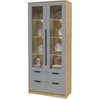 Шкаф-витрина Интерлиния Концепт КТ-ШВ2 с подсветкой (серебро/дуб золотой)