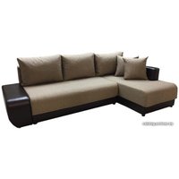 Угловой диван Асмана Олимп-1 левый (кватро 4/кожзам коричневый)
