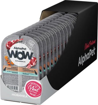 Консервированный корм для собак AlphaPet WOW с чувствительным пищевар. ягненок и тушеная морковь 15х100 г