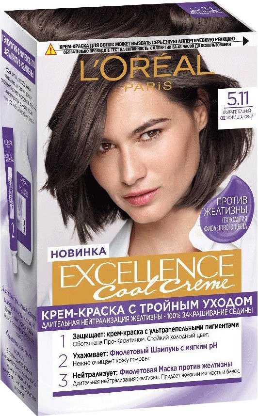 

Крем-краска L'Oreal Paris Color Excellence Cool Creme 5.11 ультрапеп. светло-каштан.