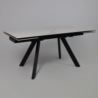 Кухонный стол Аврора Монако New 1600/2240x900 (камень белый Greys White/черный матовый)