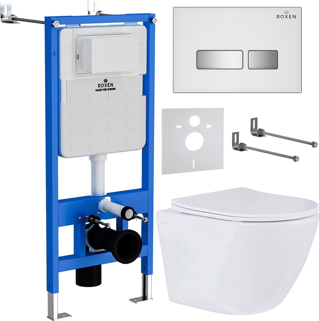 

Унитаз подвесной Roxen Antares One Rimless 6 в 1 StounFix Dual Fresh 633220 (белое стекло)