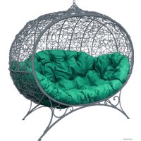 Садовый диван M-Group Улей на ножках 11220304 (серый ротанг/зеленая подушка)