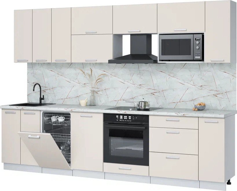 

Готовая кухня Интерлиния Мила Лайт 3.0-ПМ4 (персидский жемчуг/персидский жемчуг/серый каспий)