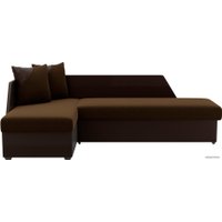 Угловой диван Лига диванов Андора 28771 (левый, микровельвет/экокожа, коричневый)
