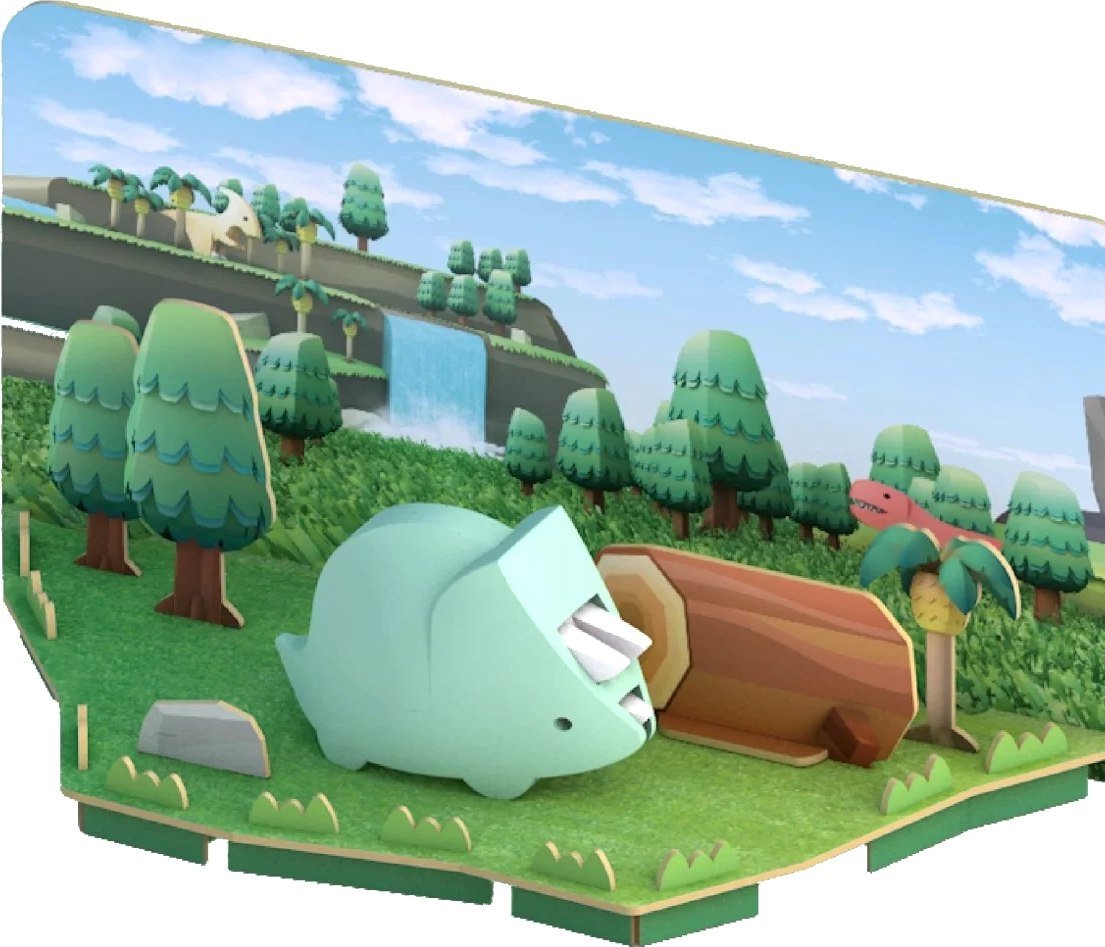 

Магнитный конструктор Halftoys Dino Трицера с диорамой HD001