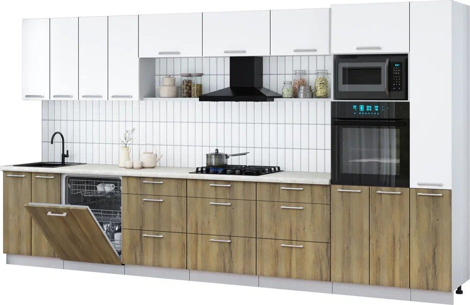 

Готовая кухня Интерлиния Мила Gloss 3.9-ПМ1 (дуб вотан/белый/опал светлый)