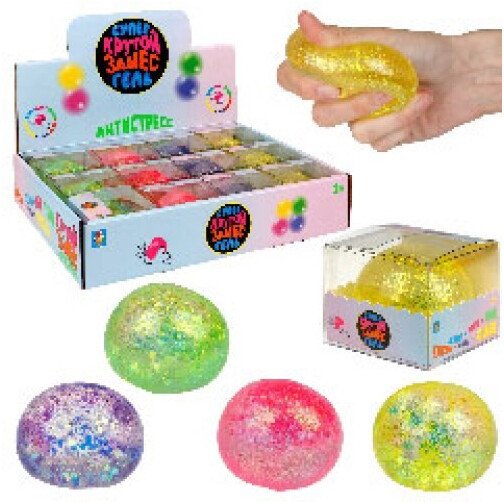 

Сквиш 1toy Жмяка Супергель шар блёстки Т24586