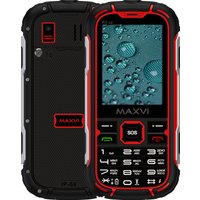 Кнопочный телефон Maxvi R2 up (черный/красный)