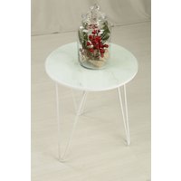 Журнальный столик Sheffilton SHT-CT27 (белый муар/белый мрамор)