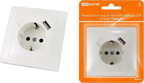 

Розетка USB TDM Electric Таймыр SQ1814-0040 (белый)