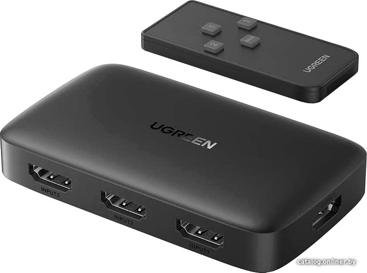 Переключатель Ugreen CM332 80125 4 x HDMI (с пультом ДУ, черный)