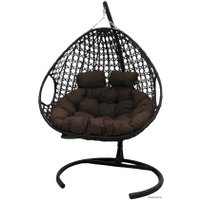 Подвесное кресло M-Group Для двоих Люкс 11510405 (черный ротанг/коричневая подушка)