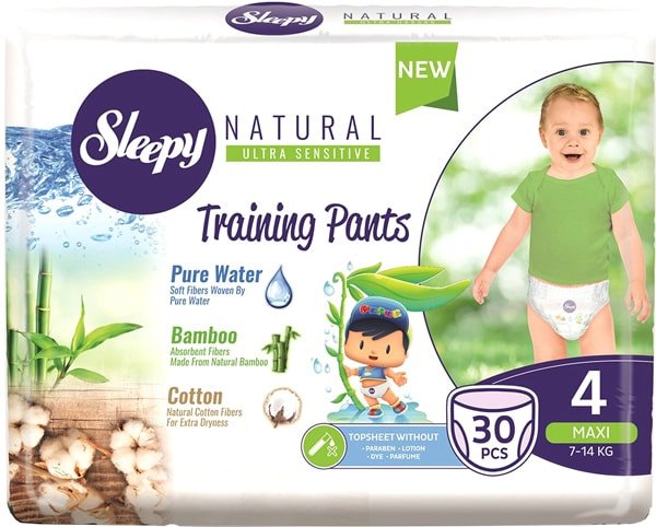 

Трусики-подгузники Sleepy Natural Pants 4 Maxi 7-14 кг Jumbo Pack (30 шт)